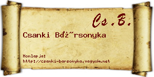 Csanki Bársonyka névjegykártya